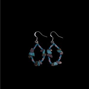 Amethyst Turquoise Beaded Silver Earrings